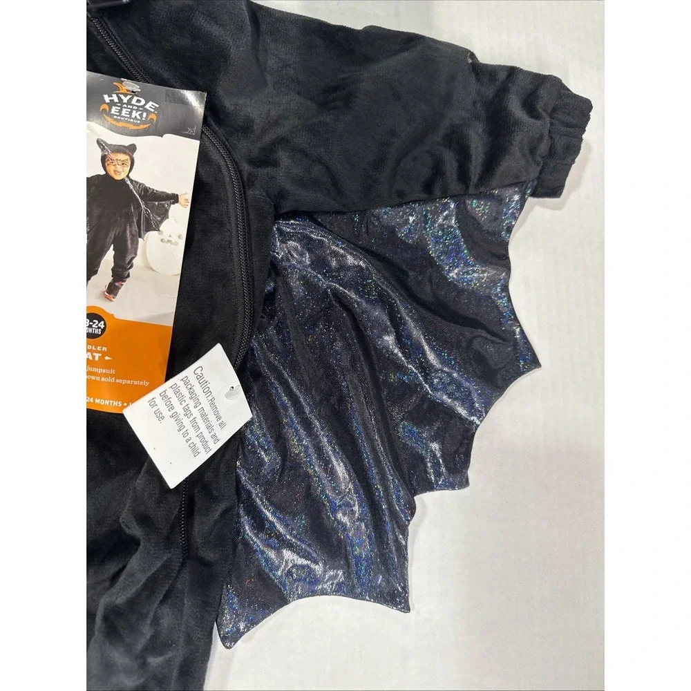 Toddler Bat Halloween Costume Black Velvet Iridescent Wings 18-24M NEW